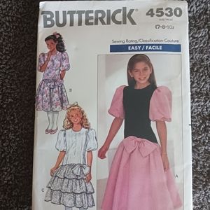 Butterick 4530 Uncut Easy Girls Drop Waist Dress 1980s Size 7 8 9  Costume